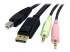 StarTech.com 6ft 4-in-1 USB DisplayPort® KVM Switch Cable w/ Audio & Microphone (DP4N1USB6) - Lähikuva